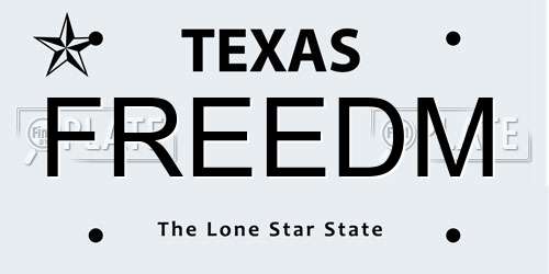 FREEDM Texas License Plate