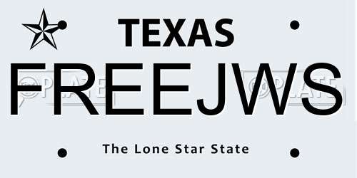 FREEJWS Texas License Plate