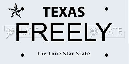 FREELY Texas License Plate