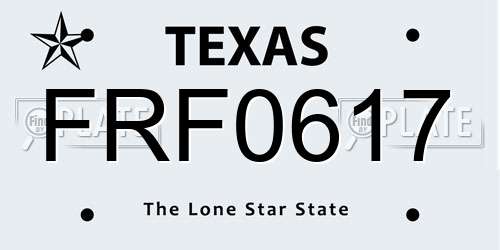 FRF0617 Texas License Plate