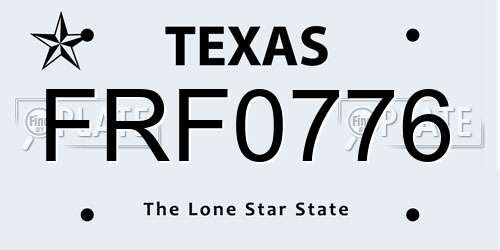 FRF0776 Texas License Plate
