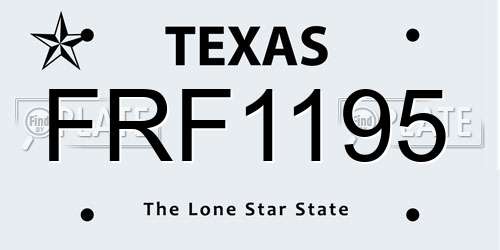 FRF1195 Texas License Plate
