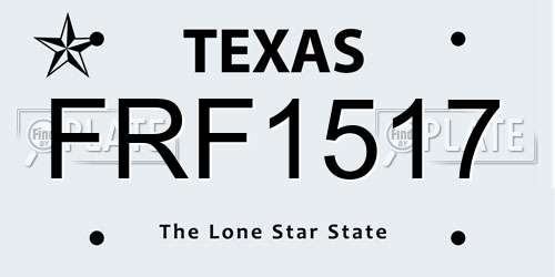 FRF1517 Texas License Plate