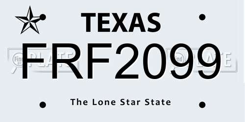 FRF2099 Texas License Plate