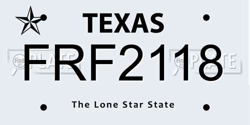 FRF2118 Texas License Plate