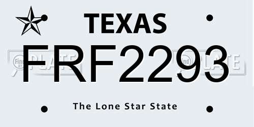 FRF2293 Texas License Plate