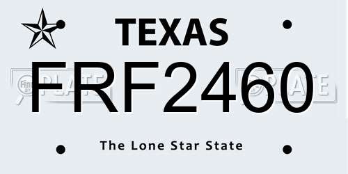 FRF2460 Texas License Plate