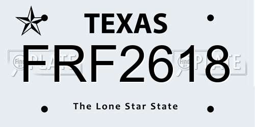 FRF2618 Texas License Plate