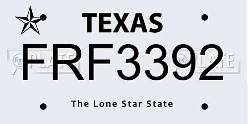 FRF3392 Texas License Plate