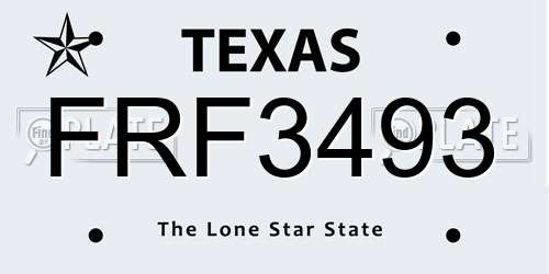 FRF3493 Texas License Plate