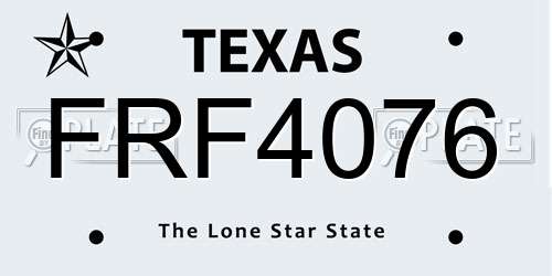 FRF4076 Texas License Plate