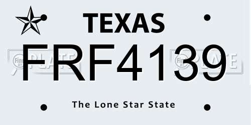 FRF4139 Texas License Plate