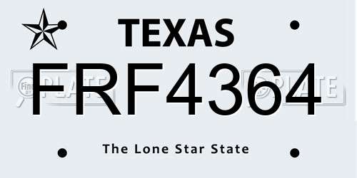 FRF4364 Texas License Plate