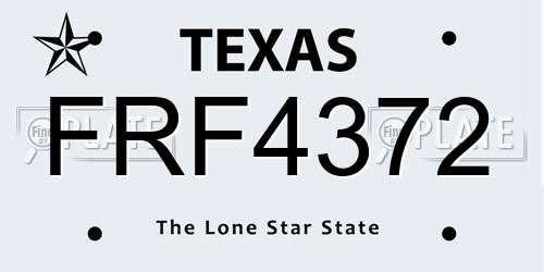 FRF4372 Texas License Plate