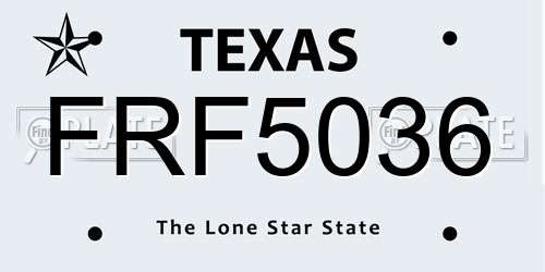 FRF5036 Texas License Plate
