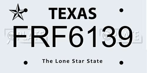 FRF6139 Texas License Plate