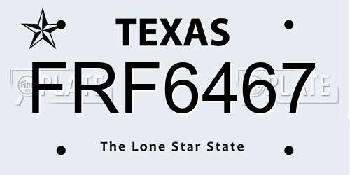 FRF6467 Texas License Plate