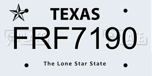 FRF7190 Texas License Plate