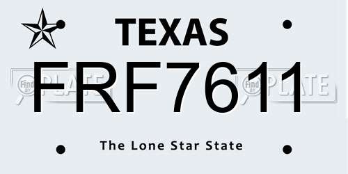 FRF7611 Texas License Plate