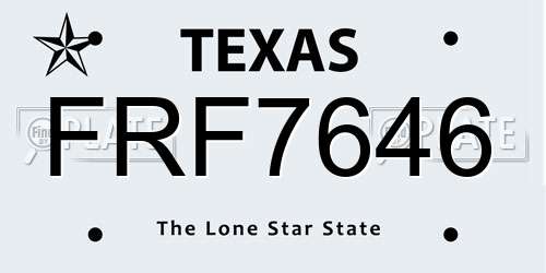 FRF7646 Texas License Plate