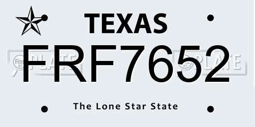FRF7652 Texas License Plate