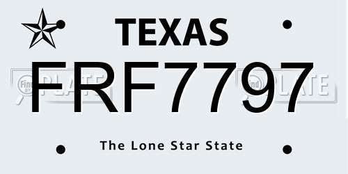 FRF7797 Texas License Plate