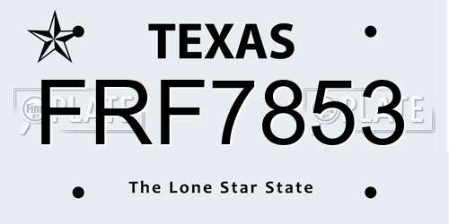 FRF7853 Texas License Plate