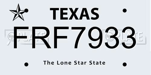 FRF7933 Texas License Plate