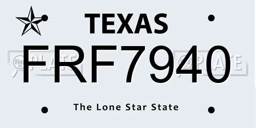 FRF7940 Texas License Plate