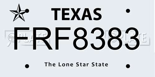 FRF8383 Texas License Plate