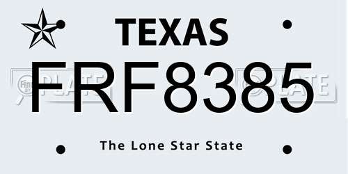 FRF8385 Texas License Plate