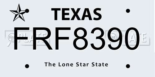 FRF8390 Texas License Plate