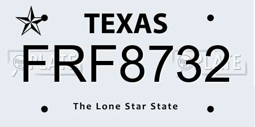 FRF8732 Texas License Plate