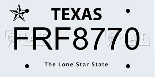 FRF8770 Texas License Plate