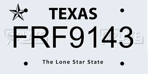 FRF9143 Texas License Plate