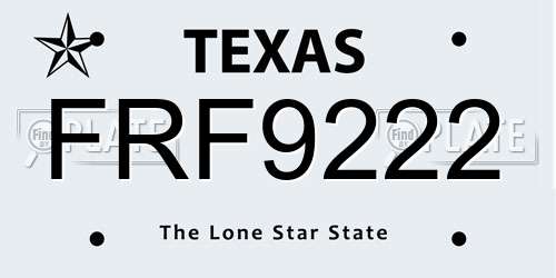 FRF9222 Texas License Plate