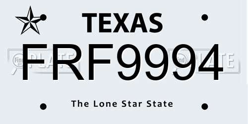 FRF9994 Texas License Plate