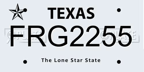 FRG2255 Texas License Plate