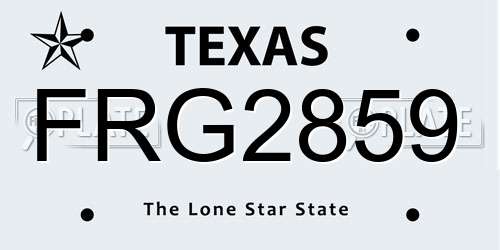 FRG2859 Texas License Plate
