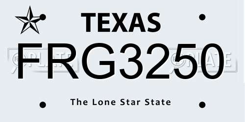 FRG3250 Texas License Plate