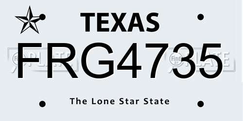 FRG4735 Texas License Plate