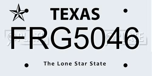 FRG5046 Texas License Plate
