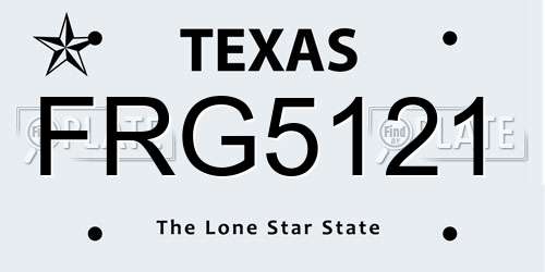 FRG5121 Texas License Plate