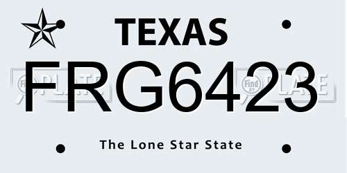 FRG6423 Texas License Plate