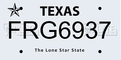 FRG6937 Texas License Plate