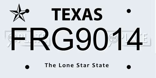 FRG9014 Texas License Plate