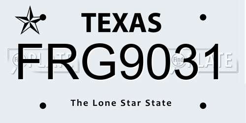 FRG9031 Texas License Plate