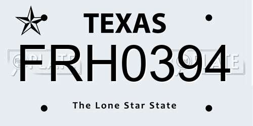 FRH0394 Texas License Plate