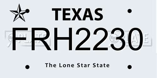 FRH2230 Texas License Plate