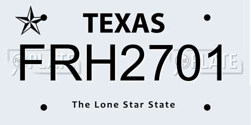 FRH2701 Texas License Plate